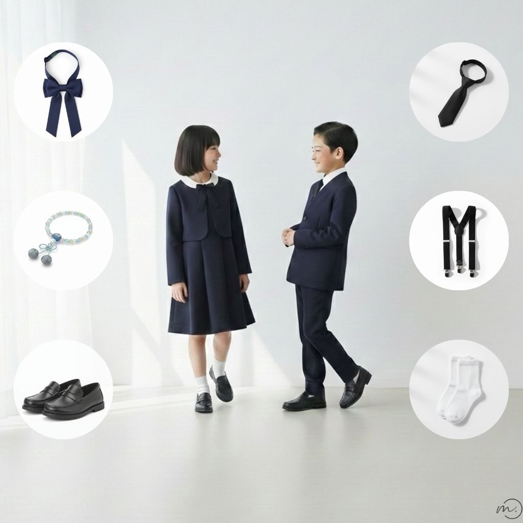 お子様の急な参列も安心。 服から小物まで一式セット