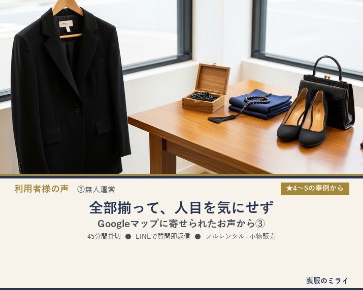全部揃って、人目を気にせず｜利用者様の声③（Googleマップから・無人運営とLINE）